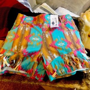 Crazy train shorts with fringe size medium NWT